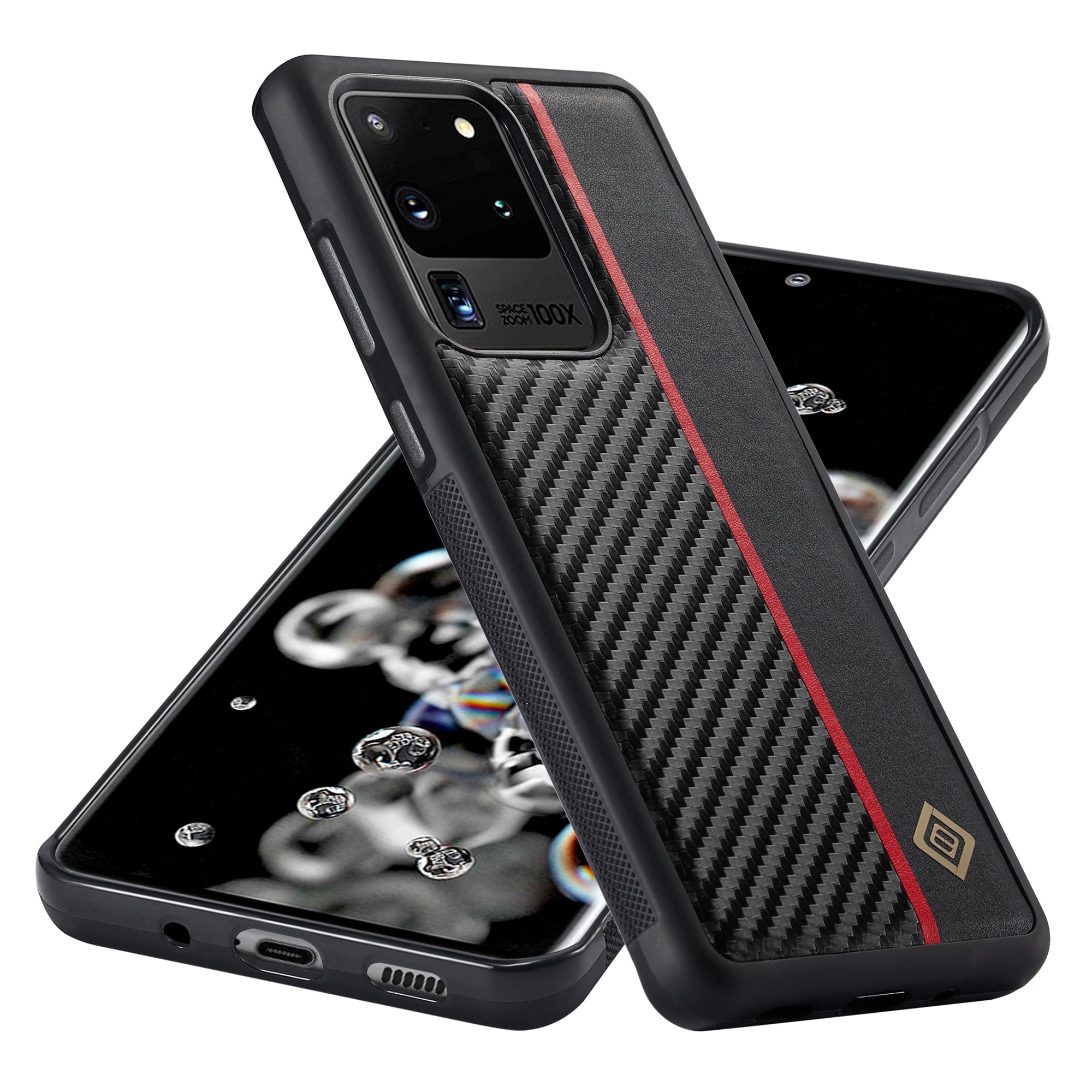LC.IMEEKE Carbon Fiber Splicing Case pro Samsung Galaxy S20 Ultra, PU Leather Coated TPU + EVA Cover LC.IMEEKE Carbon Fiber Splicing Case pro Samsung Galaxy S20 Ultra, PU Leather Coated TPU + EVA Cover